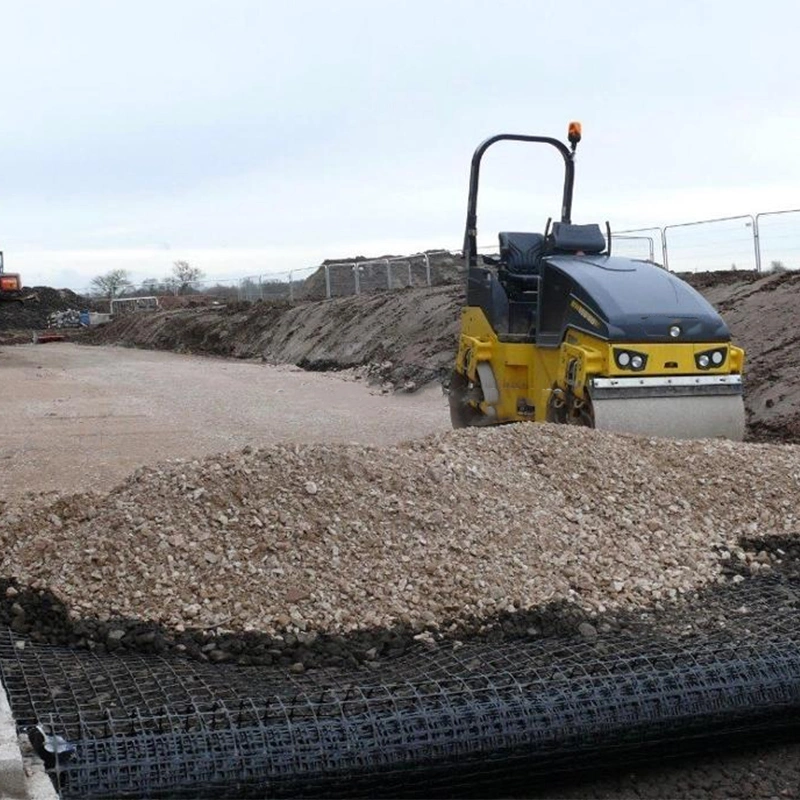 Fabrik ISO-Boden-Steigung ummauert Verstärkungshochfestes Polyester schwarzes Kies-Gitter Geogrid 50-50kn