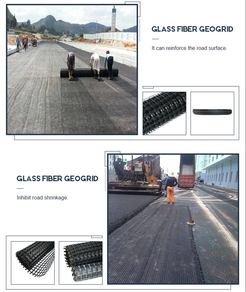 CE ISO9001 Glasfaser Geogrid für Auffahrt Straßenverstärkung Bau 2