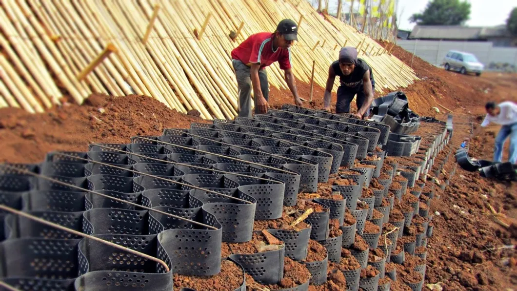 Verstärkung der Auffahrt HDPE Geocell für Straßen Gravel Stabilisator Gitter Stützwand 0