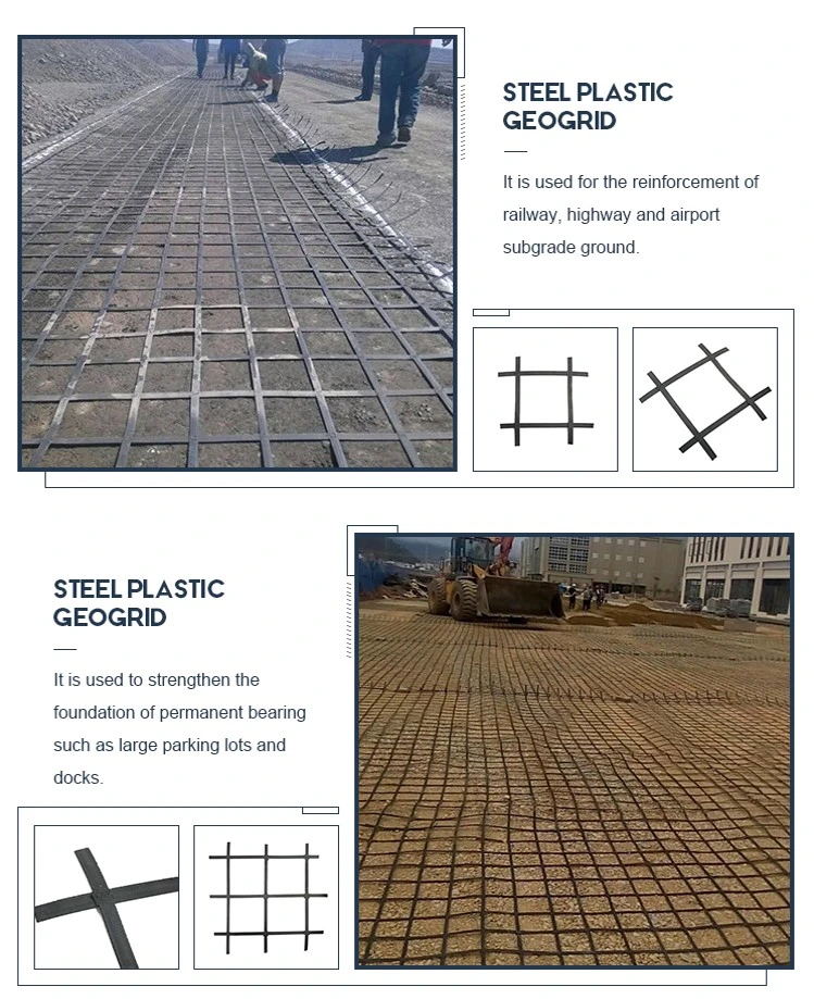 Stahl-Plastik-Geogrid für stabilisierte Kiesoberflächenunterlage und Verstärkungsnetz 3