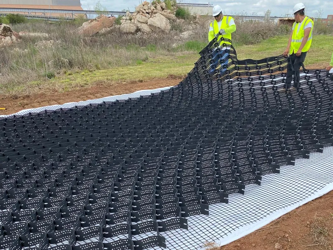 HDPE Gravel Grid Material System Anfahrt Textured Geocell Für Straßenverstärkung Grünnetz Pflastern 6