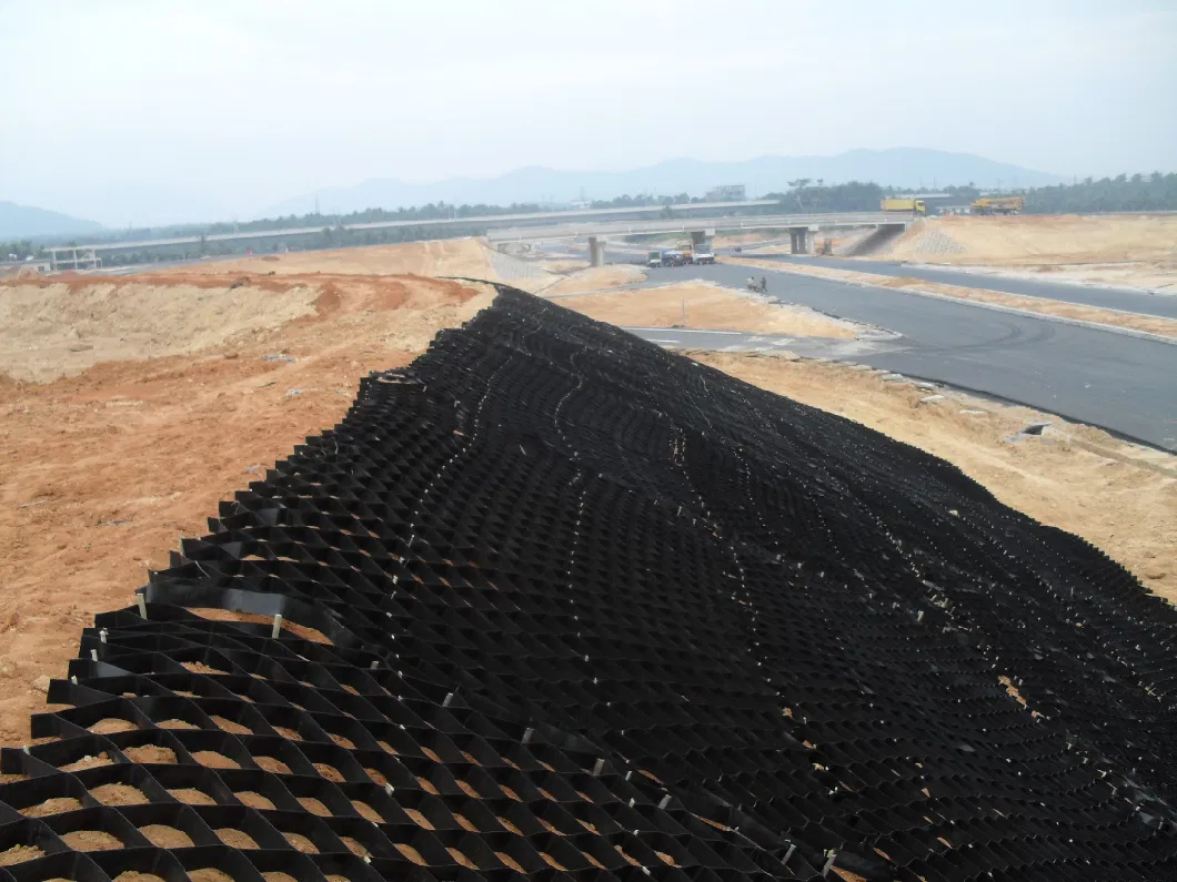 HDPE Gravel Grid Material System Anfahrt Textured Geocell Für Straßenverstärkung Grünnetz Pflastern 13