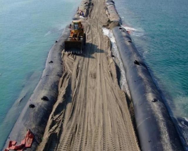 Ausgebaggerte Entwässerungstaschen Geotextilien Geotube sedimentieren Filtertüten