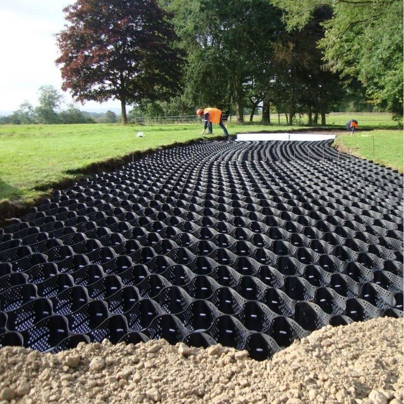 50MM 100mm 150mm HDPE Geozelle zur Erosionskontrolle für Einfahrten, Kiesstabilisierung, Gartenentwässerungsplatte, Straßenunterbau, Böschungsschutz