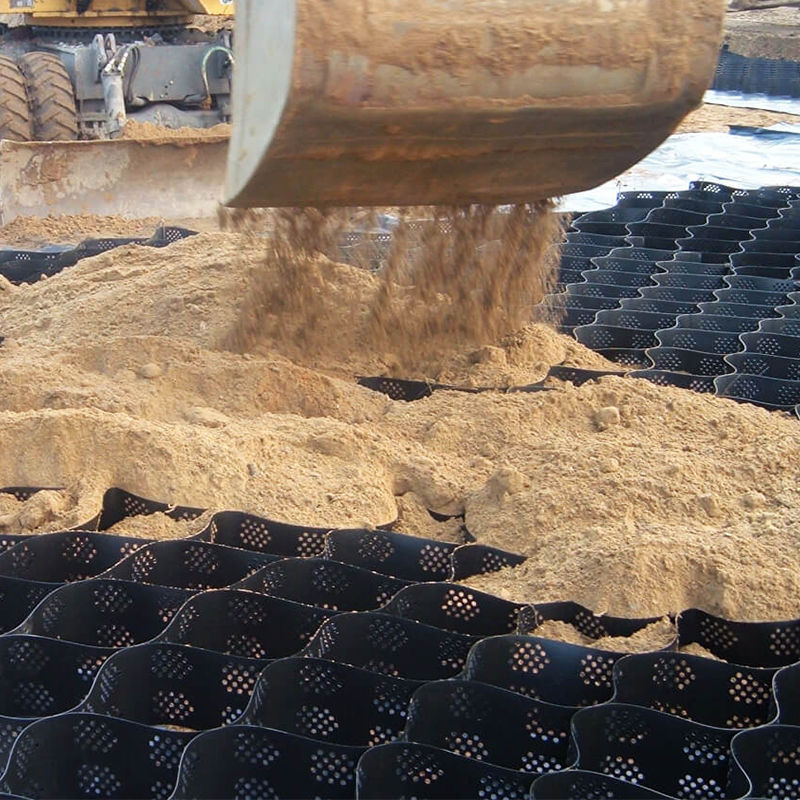 Texturisiertes und perforiertes HDPE-Plastik-Geocell-Kiesgitter zur Stabilisierung von Auffahrten, zur Verstärkung von Straßenabschnitten, zum Schutz von Parkplätzen und Pisten